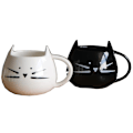Miniatyrbild 1 av 5: 2-pack Söt Katt Kaffe Mugg Set Keramisk Kattunge Te Par Koppar För Kattälskare 12 Oz (Svart & Vit)