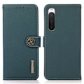 Pikkukuva 1 / 5: KHAZNEH Sony Xperia 10 V Kotelo RFID Aitoa Nahkaa Vihreä