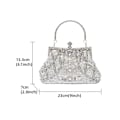 Miniatyrbilde 2 av 5: Mote Dame Perlebesatt Paljett Glitterveske Clutch Kveldsveske Iøynefallende Veske for Bryllupsfest Ball, sølv