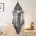 [PL] Boho Väggbonad Geometrisk Väggkonst Vävd Bomull Handgjord Ornament Sovrum Vardagsrum Lägenhet Barnkammare (Grå)