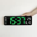LED digital väggklocka Elektronisk väggfjärrkontroll Temp Datum Gree Green 13 in