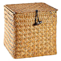 Miniatyrbild 1 av 3: Flätad Halm Box Kvadratisk Litterär Te Box Förvaringshållare Med Lock För Hemmet (Orange Medium Storlek)