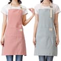 2 köksförkläden - Professionellt kockförkläde med 2 fickor - för matlagning, bakning, grillning - blå, rosa