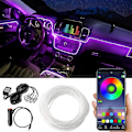 Miniatyrbild 1 av 5: Billamper för interiör, LED-ljusremsa för bil, med Bluetooth APP-kontroll, Multi-färg Musik Synkroniserad Billamper