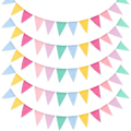 Miniatyrbild 1 av 3: 5-pack Flerfärgade Flaggor Imiterade Burlap Girlang Banner Pastell Regnbåge Dekoration Tyg Triangel Flagga