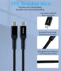 Pikkukuva 3 / 5: USB-C - Type-C 5A PD 100W 2M Tipo C -kaapeli USB3.2 -kaapeli pikalataus USB Type C -datakaapeli 100W Android-puhelimille【COPL】
