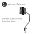 Pikkukuva 4 / 5: DESIRE2 Flex Arm -tablettiteline jopa 12,9\" hopea
