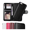 Miniatyrbillede 1 af 3: iPhone 6/6S - Pung Etui / Magnetisk Skal 2 i 1 - Vælg Farve! Sort Sort