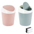 2 små papperskorgar Mini skrivbordspapperskorg (blå, rosa)