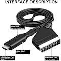 Miniatyrbillede 3 af 5: Scart til HDMI Kabel Konverter, Scart til HDMI Konverter, Scart HDMI Adapter med USB og HDMI Kabel, Scart Input HDMI Output Video Audio