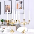 Miniatyrbilde 5 av 5: 5-armet lysestake, lysestake som borddekorasjon til jul og Thanksgiving (gull)