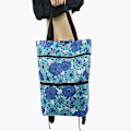 Miniatyrbillede 3 af 3: Foldbar Indkøbstaske Med Lmell Hjul Sammenklappelig Trolley Taske På Hjul Til Kvinder