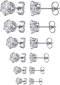 Smykker Kvinner Rustfritt Stål Runde Klare Cubic Zirconia Stud Øredobber (6 Par)