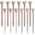 Miniatyrbillede 1 af 5: 12 stk. Diamantkrystalpenne, Rosaguld Metalkuglepen 0,5 mm Sort Blæk Gelpen med 4 Kuglepen-patroner
