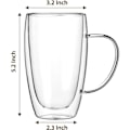 Pikkukuva 2 / 5: 2 kpl 450 ml espressokuppeja kahvoilla, espressoshot-lasit, läpinäkyvät espressokahvikupit, kaksoisseinämäiset eristetyt