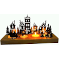Miniatyrbilde 1 av 5: Julestjerne Lysestake Dekorativ Lysestake, Adventslysestake, Svart Metall Lysestaker med Treføtter, DIY Juledekorasjon, 28x12.5x8 cm