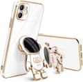 Compatible with iPhone 12 Case Cute 3D Astronaut Stand Design Camera P piano white