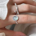 Miniatyrbild 3 av 4: Akvamarinring, S925 Sterling Silver Akvamarin Isknäckt Sten Öppen Ring
