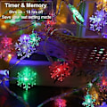 Miniatyrbilde 5 av 5: Fargede Snøfnugglys, 50 LED 4,9 meter Snøfnugg Julelys med Fjernkontroll, 8 Moduser LED Lyslenke Vanntett, Dimbar Batteridrevet Julebelysning
