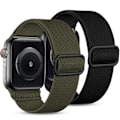 Miniatyrbild 1 av 5: 2-pack armband för Apple Watch 45 mm 44 mm 42 mm, loop för iWatch SE Ultra Series 8 7 6 5 4 3 2 1, svart/grön