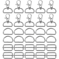 Pikkukuva 1 / 4: Metallinen avaimenperä Bulk Swivel Snap Hooks D-renkaat ja soljet DIY-askarteluun Reppu Käsilaukku Nahkavyö 10 settiä