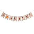 Miniatyrbillede 1 af 2: Amosfun HELLO AUTUMN Brun Bogstavtryk Banner Ahornblade Vimpel Linned Svalehale Guirlande Efterårsfestival Flag Festartikler Festlayout Dekoration