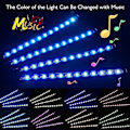 Miniatyrbild 4 av 4: LED-remsor för bil, 4 st 48 USB LED-inredningslampor, flerfärgad musikbilremsa under instrumentbrädan med ljudaktiv funktion och fjärrkontroll
