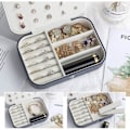Miniatyrbillede 5 af 5: Smykkeskrin Organizer Lille Rejse PU Læder Smykkeskrin til Ringe Øreringe Halskæder Armbånd Kunstlæder (Marineblå)