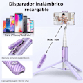 Miniatyrbillede 3 af 5: 150 cm Selfie Stick Stativ til Mobil, Udtrækkeligt Mobil Stativ Roterende Fleksibelt Stativ med Trådløs Fjernbetjening, til iPhone og Android, Lilla