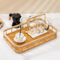 Miniatyrbilde 5 av 5: Rektangulær bambusbrett med dekorativt håndtak