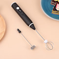 Miniatyrbilde 2 av 3: 1 stk 2-i-1 USB Oppladbar Eggvisp Eggeblender Eggerører 3-nivås Melkeskummer (Svart)