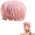 Miniatyrbilde 3 av 5: Dobbel Duschhette for Kvinner, Elastisk Bånd Gjenbrukbar Duschhette for Hår, Egnet for Langt, Kort og Krøllete Hår (Rosa Flamingo)
