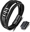 Sort læderarmbånd til mænd - Gave til mænd 23 cm