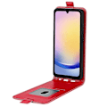 Pikkukuva 4 / 4: Yhteensopiva R64 Tekstuuri Pystysuora Käännettävä Nahkainen Puhelinkotelo - Punainen Red For Samsung Galaxy A26 5G