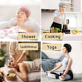 Miniatyrbild 5 av 5: Double Layer Shower Cap for Women, Elastic Band Reusable Hair Shower Cap, Suitable for Long, Short and Curly Hair (Pink Flamingo)