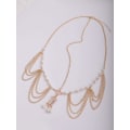 Miniatyrbilde 3 av 5: Chargances Dainty Dame Hovedkjede Gullfarget Rhinestone Crysta