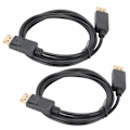 Pikkukuva 3 / 5: 2 kpl DisplayPort-liitäntäkaapeli DP-DP-kaapeli 1,8 m DP-uros-uros-sovitinkaapel