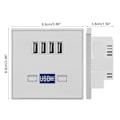 Miniatyrbilde 1 av 2: 4-ports LED-lys USB-lader veggkontakt ladestasjon for byggeplasser 220V Sølv