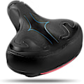 Miniatyrbild 1 av 5: Andningsbart cykelsäte i memory foam, tyst fjädring med vattentätt läderöverdrag, ergonomisk design för säkra natturer