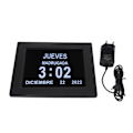 Miniatyrbild 1 av 5: 8 tums digital dagkalenderklocka automatisk dimning ta medicin påminnelse elektronisk kalender larmklocka 110‑240V svart