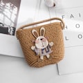 Miniatyrbillede 4 af 5: Børns sommer tegneserie kanin halm messenger tasker mini strandtaske C