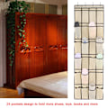 Miniatyrbillede 3 af 5: 24 lommer Multifunktionel Vævning Hængende Sko Opbevaringspose Organizer Holder (Beige)150*55CM