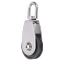 Miniatyrbilde 5 av 5: Rustfritt stål skall dobbel lagre stum pulley blokk nylon hjul spor 360 graders rotasjon