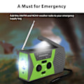 Miniatyrbild 2 av 5: Nödhandvevradio med 3 LED-ficklampa, AM/FM/NOAA bärbar väderradio med 2000mAh Power Bank telefonladdare, solenergi USB