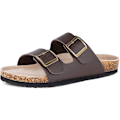 Miniatyrbild 2 av 5: Herr Slip On Flat Casual Cork Sandaler med 2-Rem Spänne, Läder Cork Slide Arizona Sandaler för Män