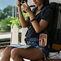 Miniatyrbild 2 av 5: Mobiltelefonväska i canvas med bälte, vertikal mobiltelefonväska, multifunktionell crossbody-väska för män