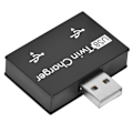 Pikkukuva 2 / 5: Hubi USB2.0 -uros, jossa on 2-porttinen USB-kaksoislaturi, jakajasovitin, muuntaja, keskitin (musta)