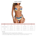 Miniatyrbild 1 av 2: Bikiniset för damer, tryckt tvådelad halterneck rygglös lättvikts andningsbar baddräkt för damer flickor gulrandig S