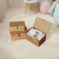 Miniatyrbild 4 av 5: Flätad förvaringskorg i rotting med lock Sjögräs Tvättkorgar Makeup Organizer för badrum, vardagsrum, kök - Finns i 3 designer (S, M, L)
