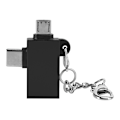 Pikkukuva 2 / 7: 2 kpl 2-in-1 USB OTG -sovitin USB 3.0 -liitännällä USB - Type C -sovitin Androidille (musta ketjulla)
